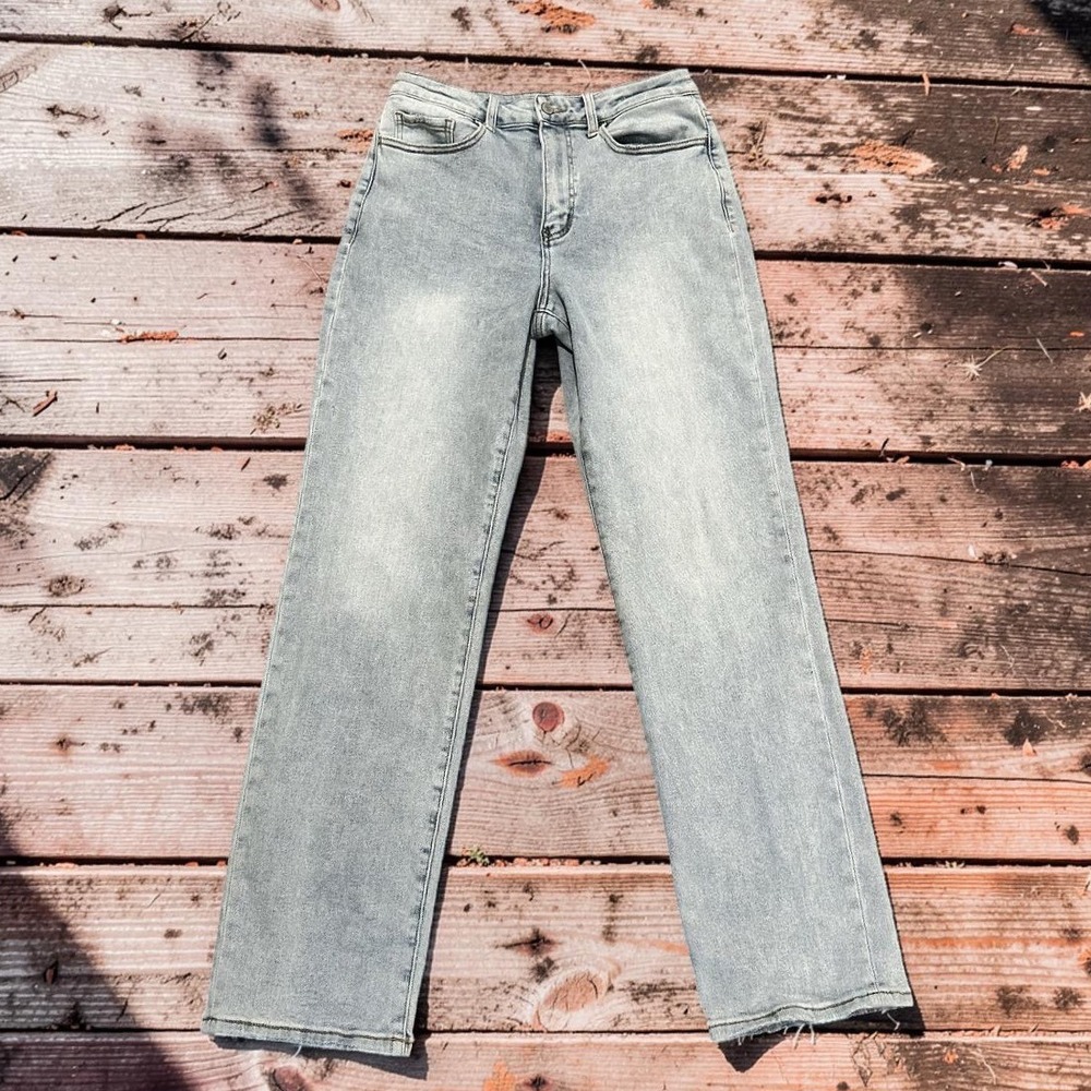 Willow + Root Relaxed Straight High Rise Light Wash Jeans WF824L 29x34 Stretch